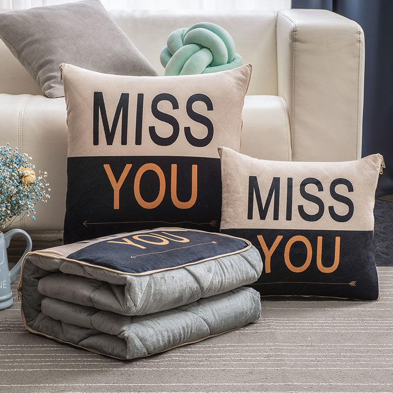 Cartoon Pillow Quilt Dual-use Car Coral Velvet Office Dual-use Cushion Waist Pillow Nap Pillow Quilt Cushion