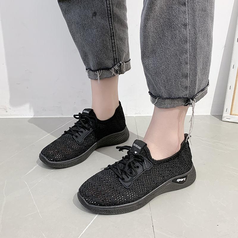 2021 Spring Summer Sports Shoes Women's Breathable Hollow Mesh Shoes Versatile Casual Shoes Lightweight Soft Sole