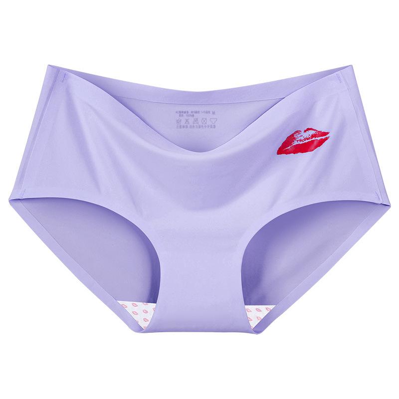 5Pcs/Set Women's Ice Silk Seamless Panties Ladies Cotton Crotch Mid Waist Hip Lift Briefs