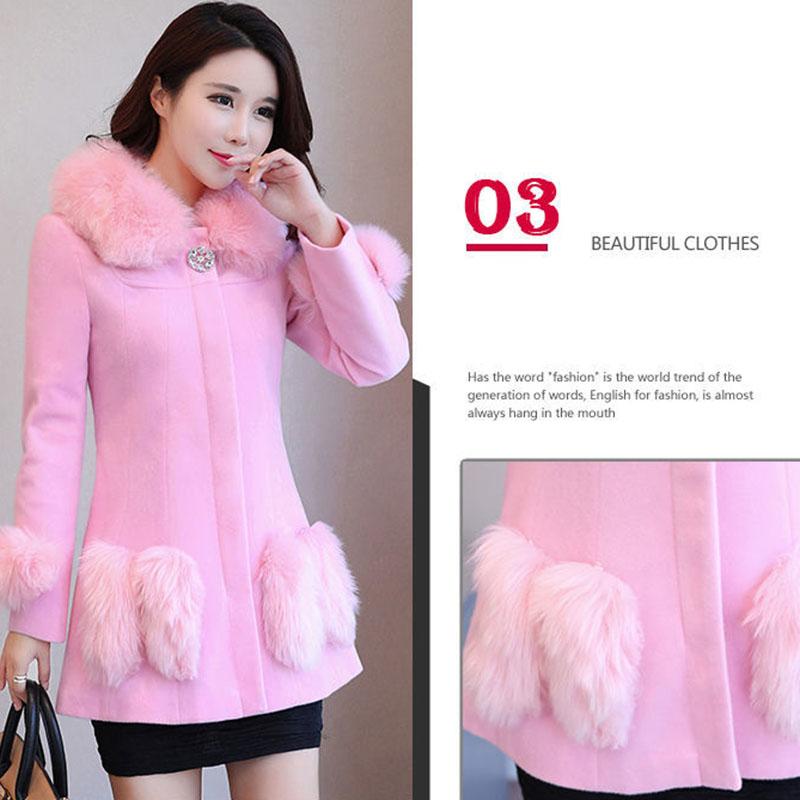 Autumn and Winter Long Slim Coat Simple Casual Woolen Coat Fashionable All-match Female Windbreaker