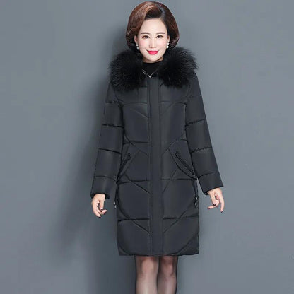 XL-6XL Women's Winter Long Cotton Coats Solid Color Oversized Warm Wadded Jacket Loose Casual Thickened Down Jacket