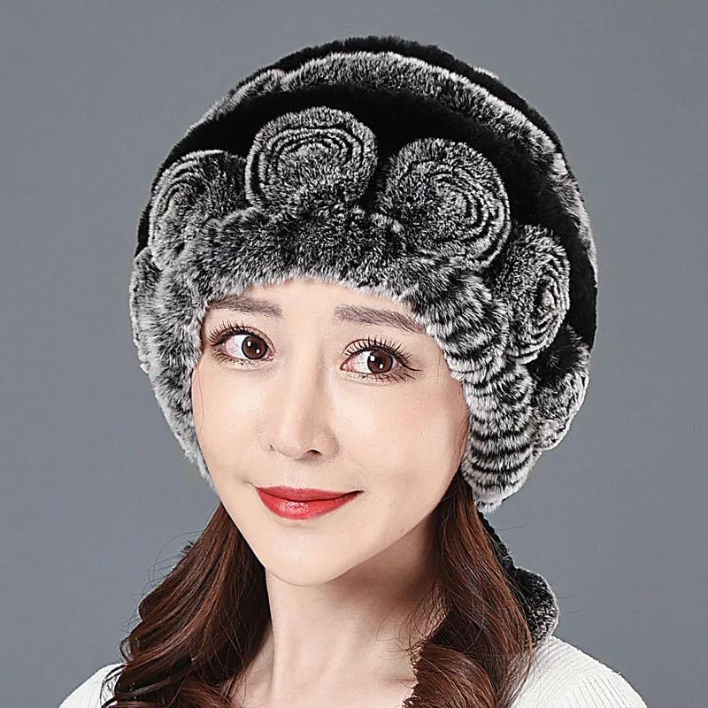 Winter Women's Fashion Imitation Rabbit Fur Hat Outdoor Thickening Warm Plush Hat