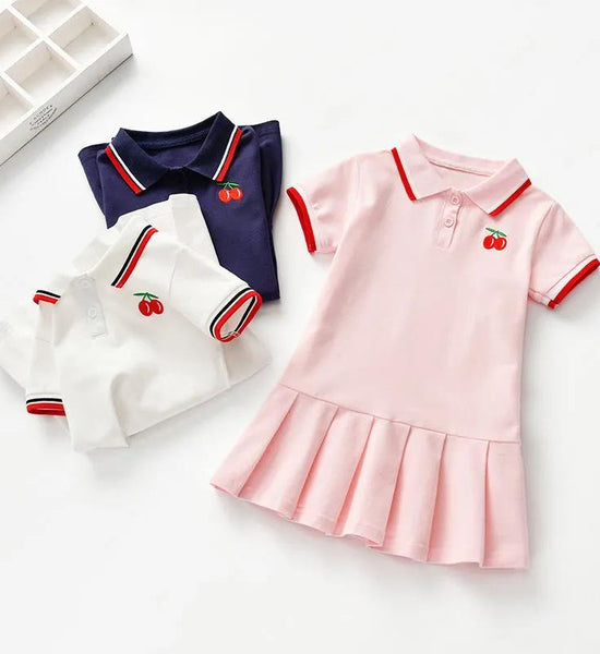 Pure Cotton Girls Dress Short-sleeved Children's Summer Fashion Polo Skirt Baby Children's Skirt