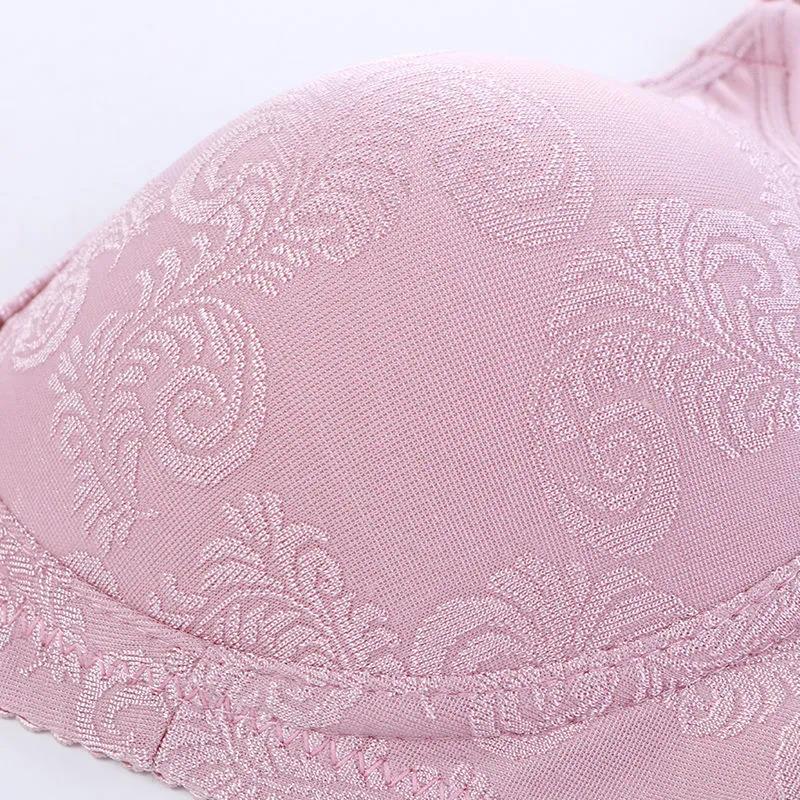 Large Size Printed Lace Skin-friendly Breathable Thin Thin Anti-sagging Gather No Steel Ring Women's Underwear Bra