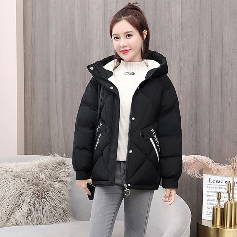 Women's Mid-length Down Jacket Winter Korean Loose Cotton Clothes Casual Hooded Padded Jacket