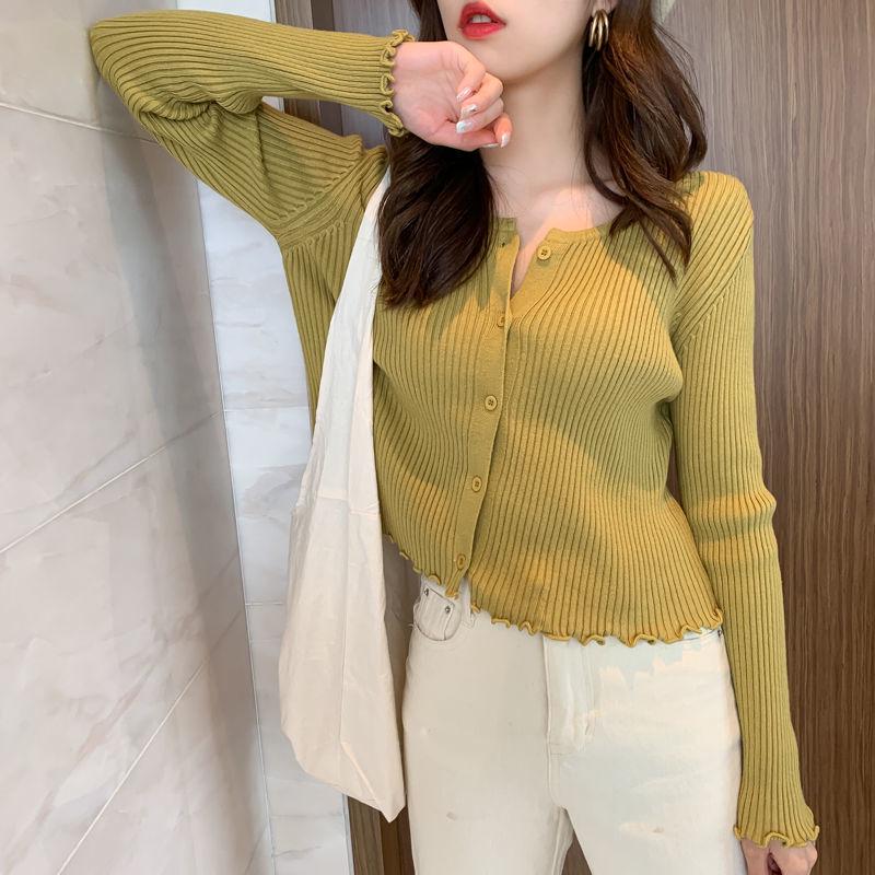 Autumn and Winter Loose Jacket All-match Long-sleeved Korean Base Shirt Knitted Round Neck Cardigan Young Women's Top