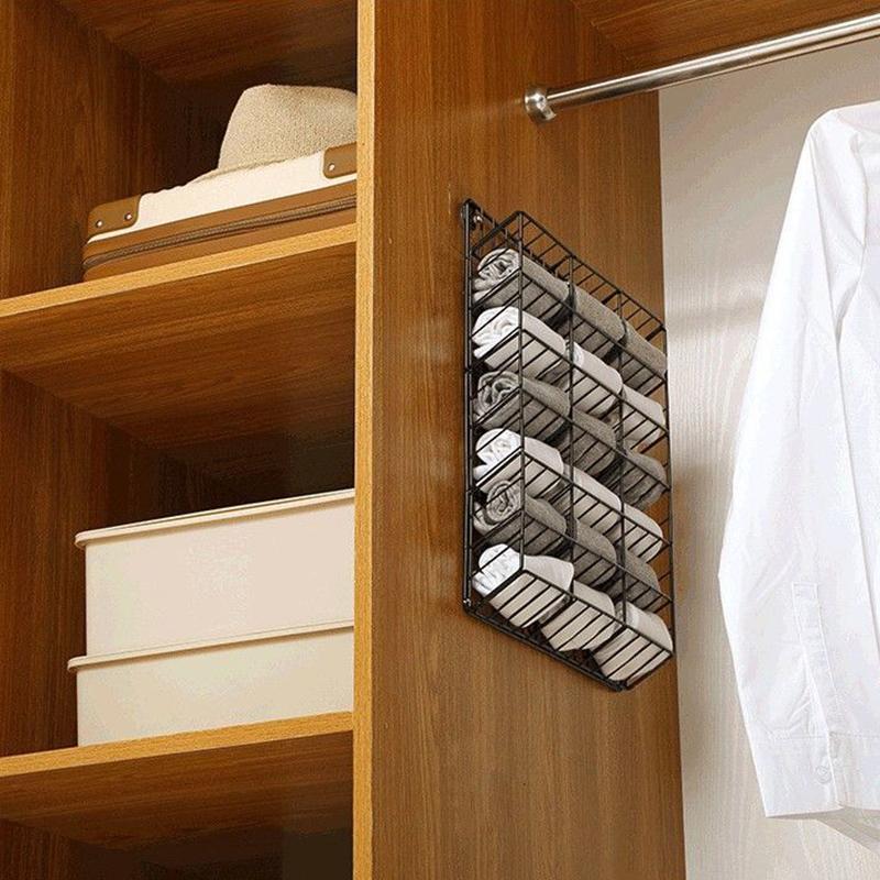 18 Grid Home Wardrobe Hanging Rack Socks Underwear Storage Shelf Wall Hanging Free Perforated Storage Lattice Dormitory Clothes Storage Box