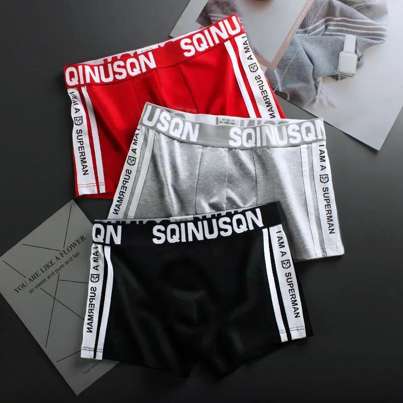 3 Pieces of Men's Briefs Boxer Briefs Loose Youth Sports Trend Personality Men's Boxer Shorts