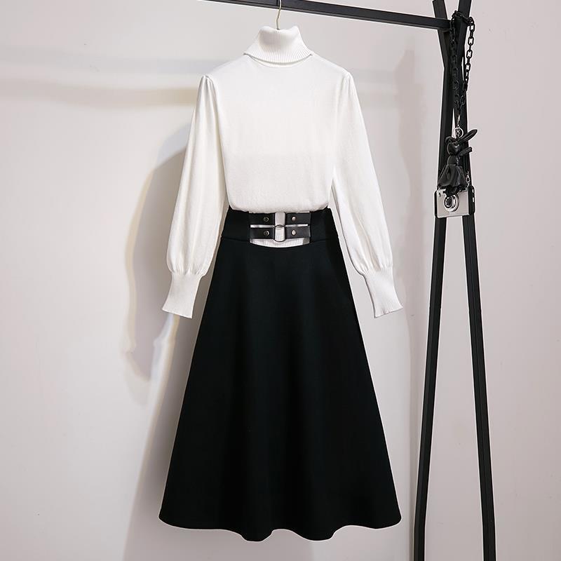 Autumn and Winter Suits Female Students High-necked Sweater Sweater Woolen Skirt Two-piece Suit