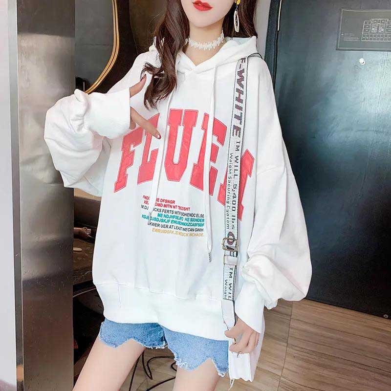 Sweatshirts Women's Embroidered Letters Spring and Autumn Thin Loose Large Size Top