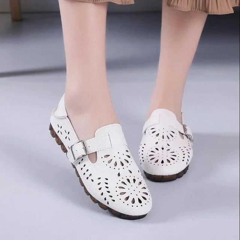 Tendon Bottom Two-wear Peas Shoes Women Flat Sandals Single Shoes Hollow Peas Shoes All-match One-legged Lazy Slippers Loafers