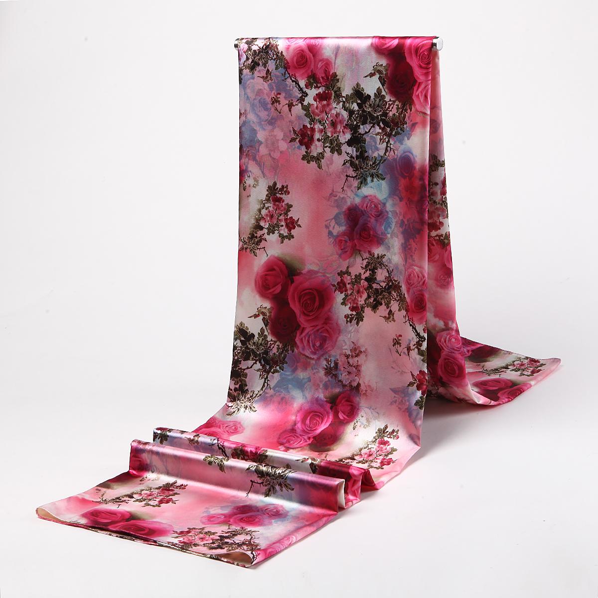 Scarves Women Silk Scarf Fashion Flower Print Square Head Scarves Lady Shawls Silk Women Scarf