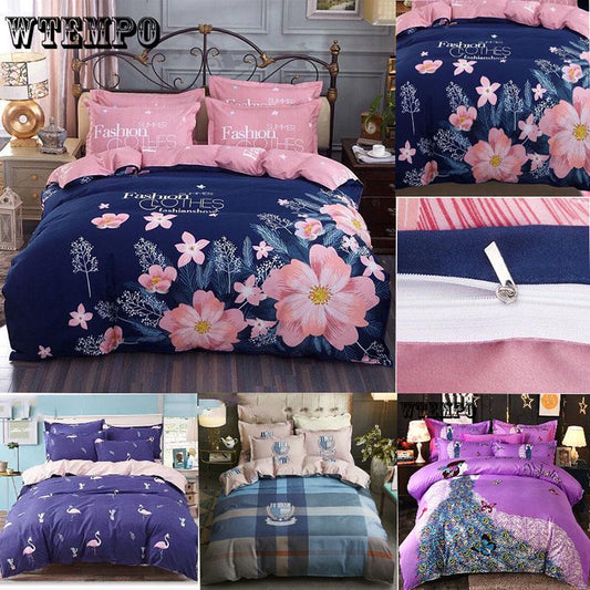 Brand Fashion 3D Flower Printing Duvet Cover Set with Pillowcase Bedding Set Quilt Cover Set