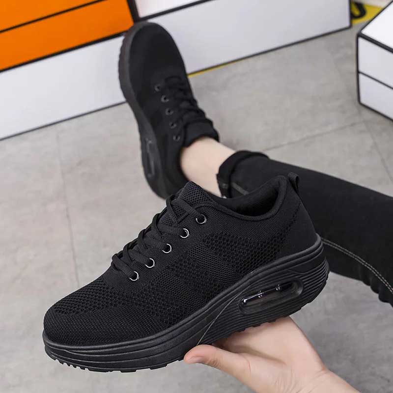 Spring and Summer Casual Shoes Women's Soft-soled Flying Woven Sneakers Fashion Breathable Rocking Shoes