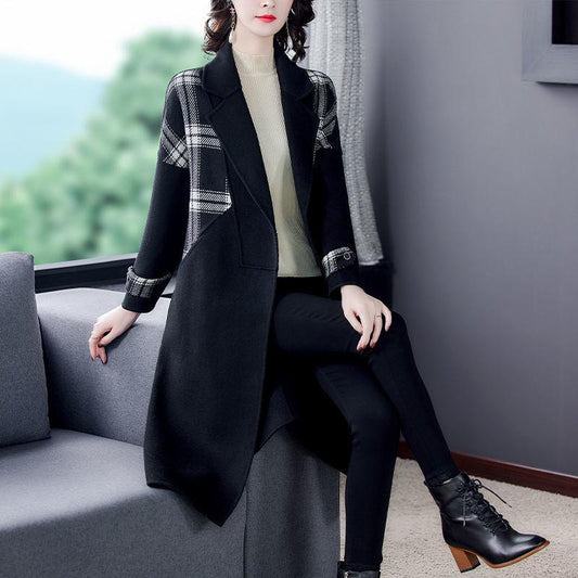 Woolen Coat Women's Mid-length Korean Style Loose Autumn and Winter Over-the-knee Plus Size Woolen Coat Was Thinner and Reduced Age