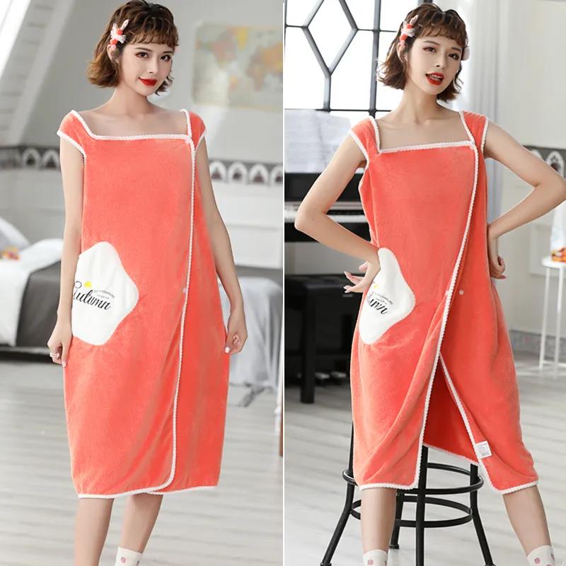 XL 80-180 Catties Can Wear Bath Towel Female Sling Bathrobe Bath Skirt Thick Coral Velvet Absorbent Adult