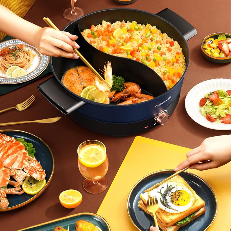 Household Mandarin Duck Electric Cooker Large-capacity Multi-function Electric Pot Dormitory Electric Frying Pan Non-stick Cooking Pan