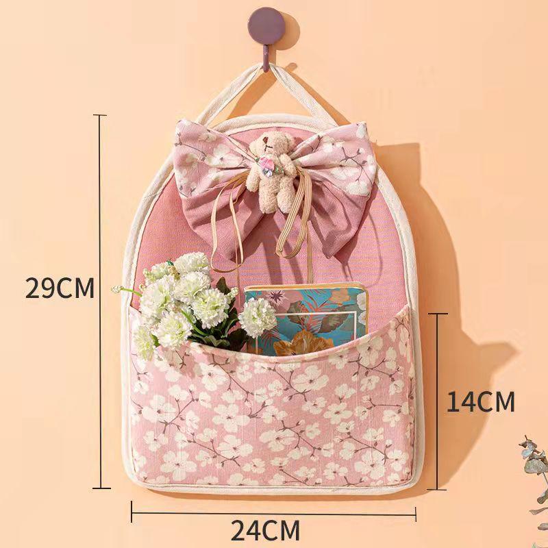 Multi-pocket Lovely Fabric Sundry Storage Bag Dormitory Door Back Wall Hanging Bag Cell Phone Key Storage Hanging Bag Home Organizer