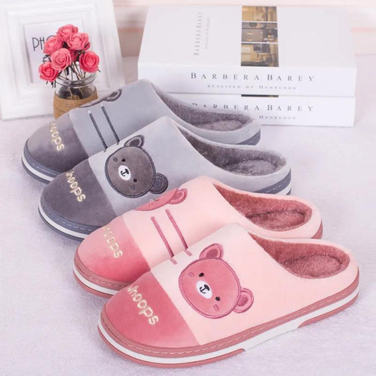 Autumn and Winter Couples Home Warm Non-slip Cotton Slippers Large Size Thick-soled Cute Indoor Cotton Slippers