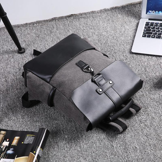 Canvas Backpack Men Color Matching Anti-theft Waterproof Student Book Computer Outdoor Travel Bags