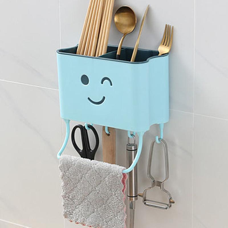 Kitchen Wall Hanging Chopstick Cage Chopsticks Shelf Tube Household Multifunctional Chopstick Cage Creative Drain Chopsticks Spoon Tableware