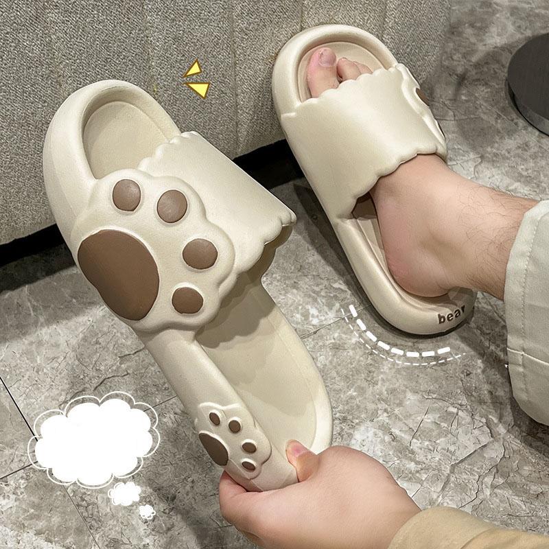 Cloud Bear Paw Soft Sandals and Slippers Women Cute Summer Home Non-slip Indoor Couple Thick-soled Shoes Men