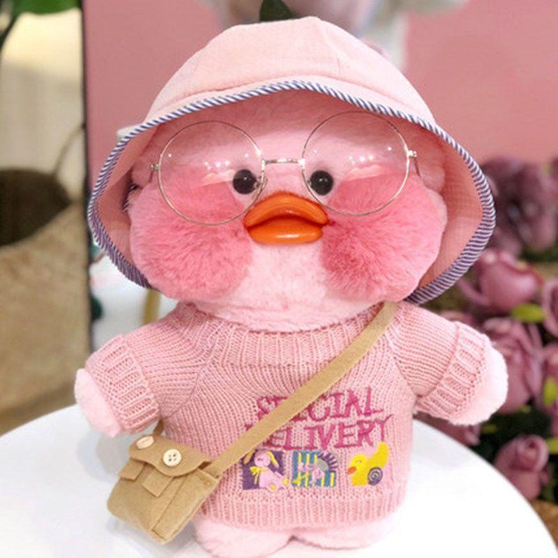 Children's Lovely Little Duck Plush Toys Soft Wear Sweater and Hat Duck Dolls Cute Glasses Shoulder Bag Plush Ducks Doll Kid's Birthday Gifts