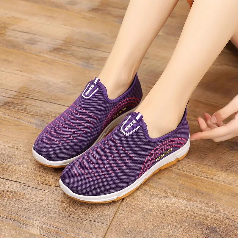 Slip on Casual Shoes Women's Soft Bottom Non-slip Flat Sneakers Spring and Autumn Comfortable Breathable Casual Walking Shoes