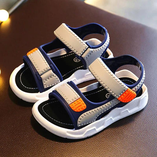 Children's Summer Big Boy's Sandals Anti-slip Outdoor Flat Beach Sandals Soft Sole Light Casual Sandals