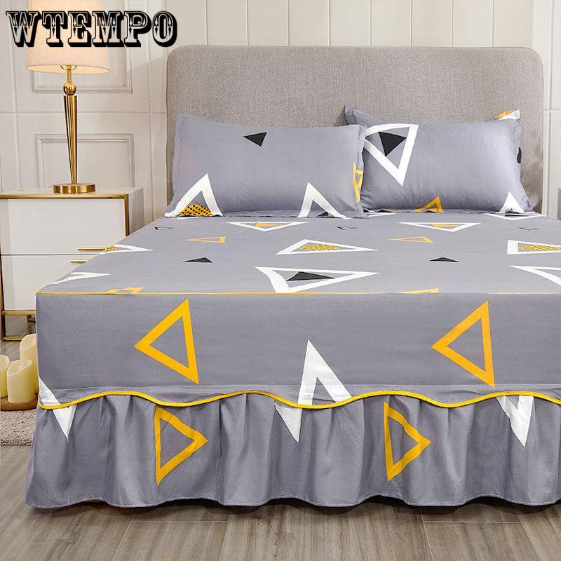 Skin-friendly Solid Color Home Bed Skirt Bedroom Sanding One-piece Bedspread Bedding Bedroom Student Dormitory Sheets