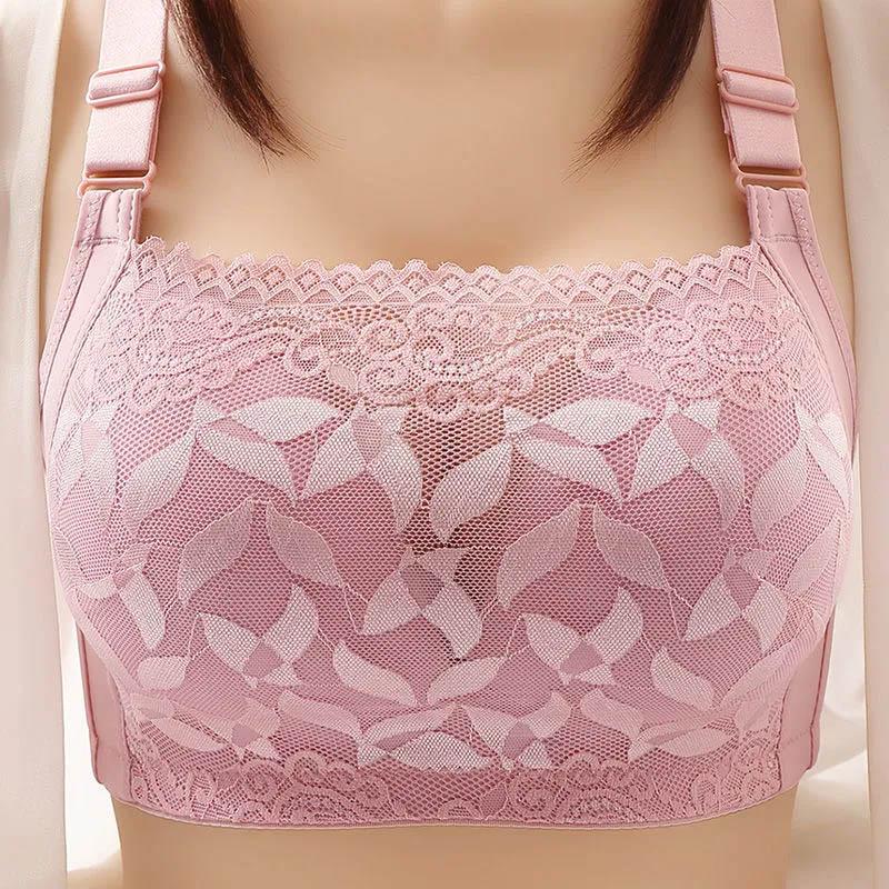 Large Size Bra Full Cup Ladies Anti-Smudge Adjustable Shaping Underwear Anti-sagging Sexy Thin Breathable Lace Tube Bra