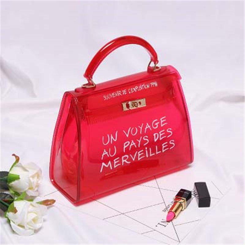 Bags For Women 2019 Clear Transparent Pvc Bag Jelly Shoulder Bag Beach Letter Candy Women Cro