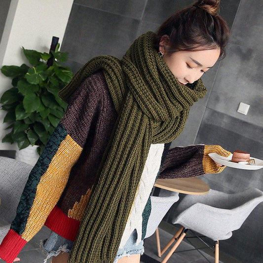 Unisex Women Winter Warm Infinity 2 Circle Cable Knit Cowl Neck Scarf Shawl