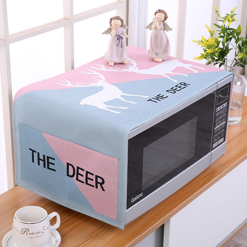 Kitchen Microwave Cover Microwave Oven Hood Oil Dust Cover with Storage Bag Kitchen Accessories Supplies Home Decoration