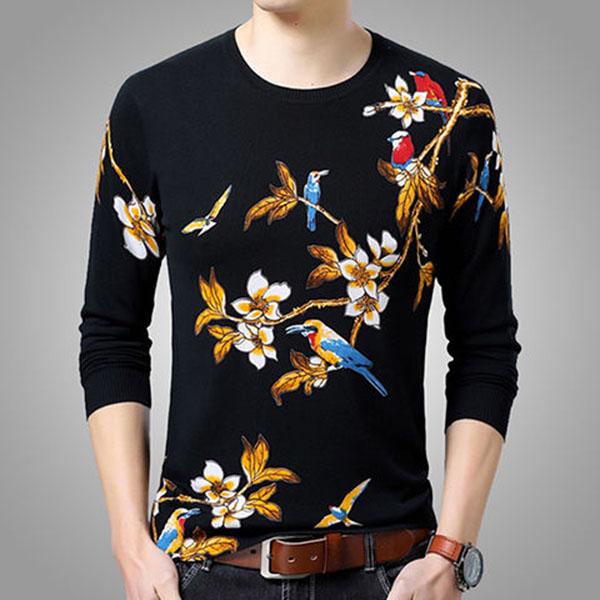 Long-sleeved T-shirt large size spring and autumn T-shirt 3D printed sweater men's round neck