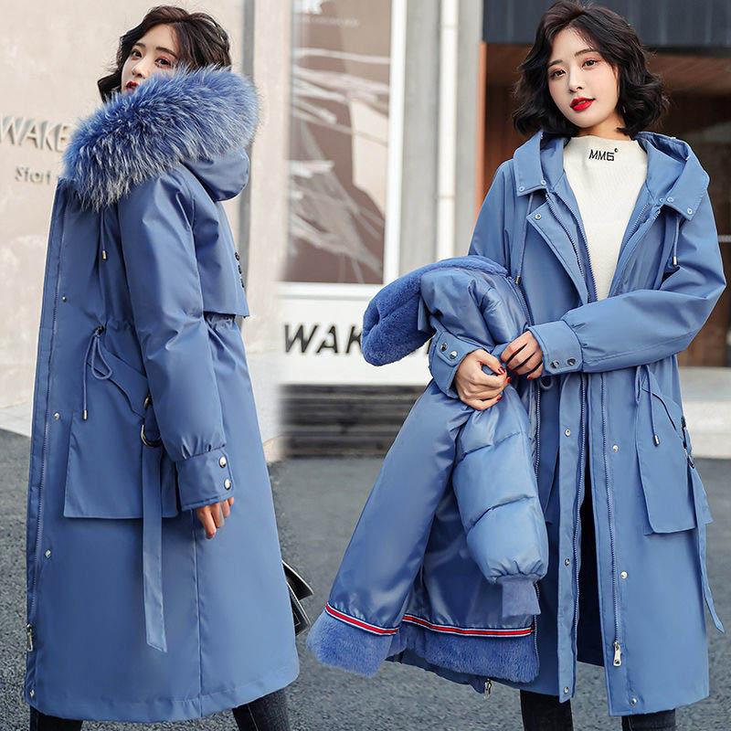 One-coat Three-wear Pie To Overcome Women's Mid-length Detachable Liner Cotton-padded Jacket with Velvet Thickening Waist Padded Jacket