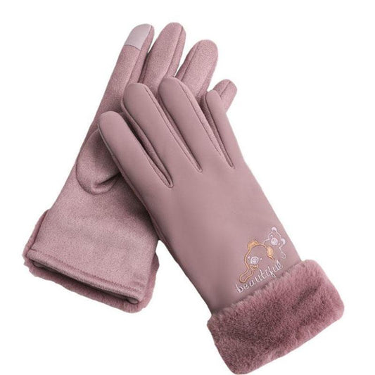 Winter Women's Down Cotton Gloves Warm and Cold-proof Plus Velvet Thick Waterproof Windproof Touch Screen Gloves