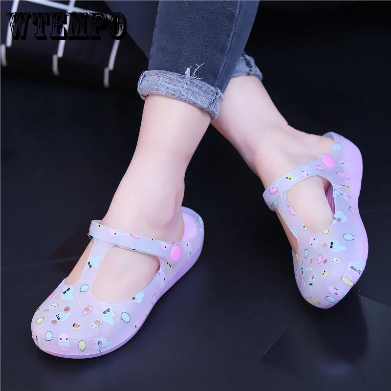 New Summer Print Female Beach Shoes Female Slippers Summer Hole Shoes Women's Shoes