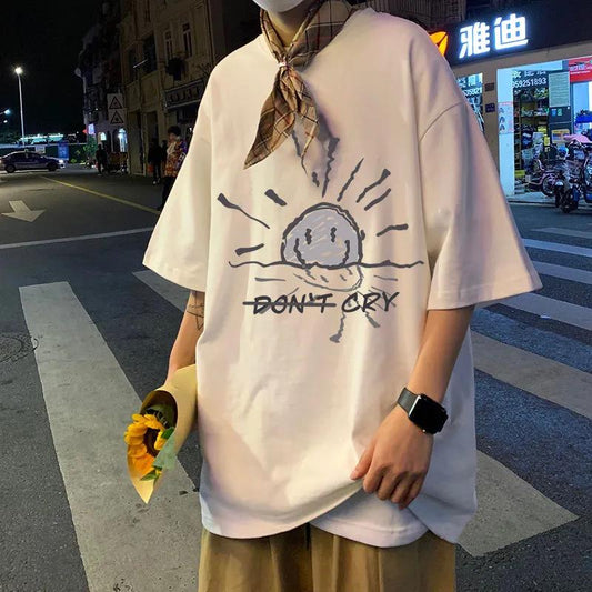 Summer Boys T-shirt Short-sleeved Loose Clothes New Wild Five-point Sleeve Ins Trend Compassionate Shirt