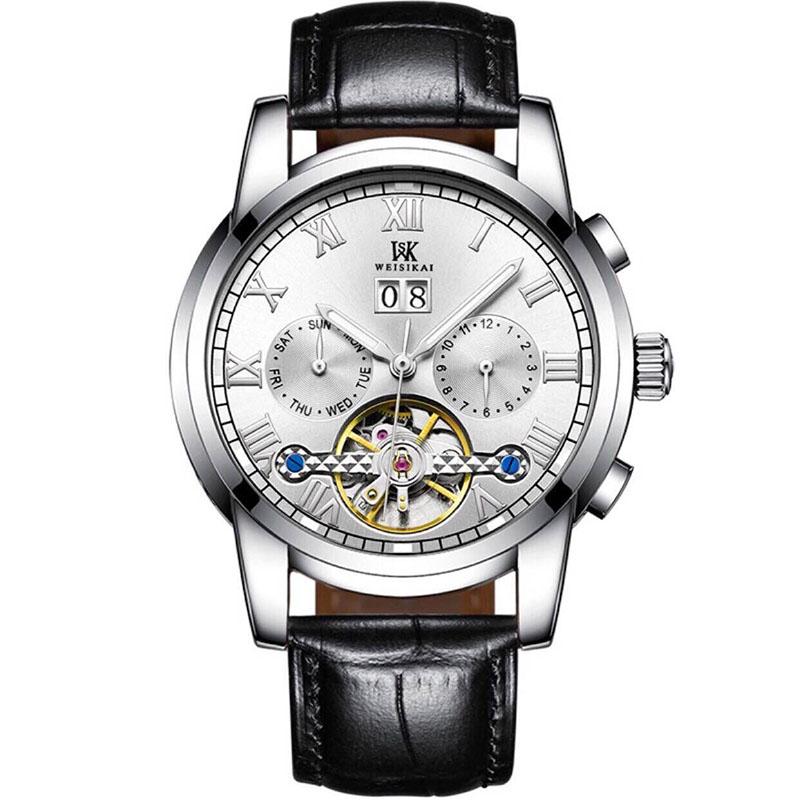 Automatic Mechanical Mens Watch Men Waterproof Watches Luminous Stainless Steel Tourbillon Men Clock