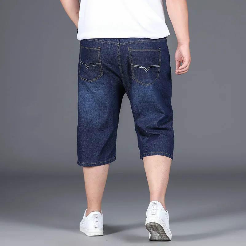 Summer Loose Thin Denim Shorts Men's 5-point Pants Stretch Casual Pants Plus Fat Large Size Simple Jeans