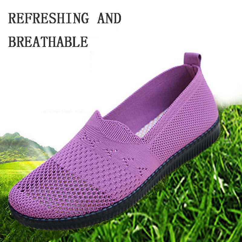 Cloth Shoes Summer Middle-aged and Elderly Mother Shoes Soft Sole Mesh Shoes Women's Breathable Mesh Shoes Women's Elderly Shoes