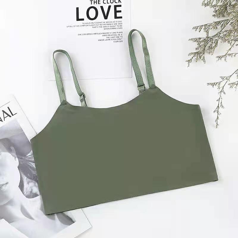 Girl Solid Breathable Soft Underwear Candy Color Teenager Cotton Sport Development Period Vest Bra