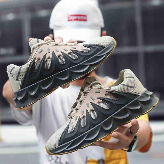 Plus Size 36-45 Fashion Summer Men Mesh Sneakers Low-top Wear-resistant Running Basketball Shoes Non-slip Shockproof Blade Shoes