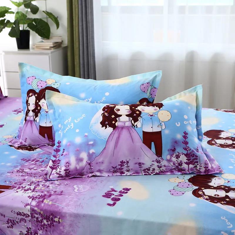 A Pair of Pillowcases Plus Fashion Printing Pillowcase 48*74 Thick Brushed Pillowcase for Double Bedroom