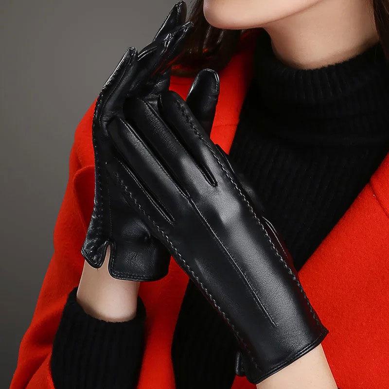 Winter Warm Leather gloves Thick gloves Woman fashion gloves Plush Cotton gloves Windproof gloves