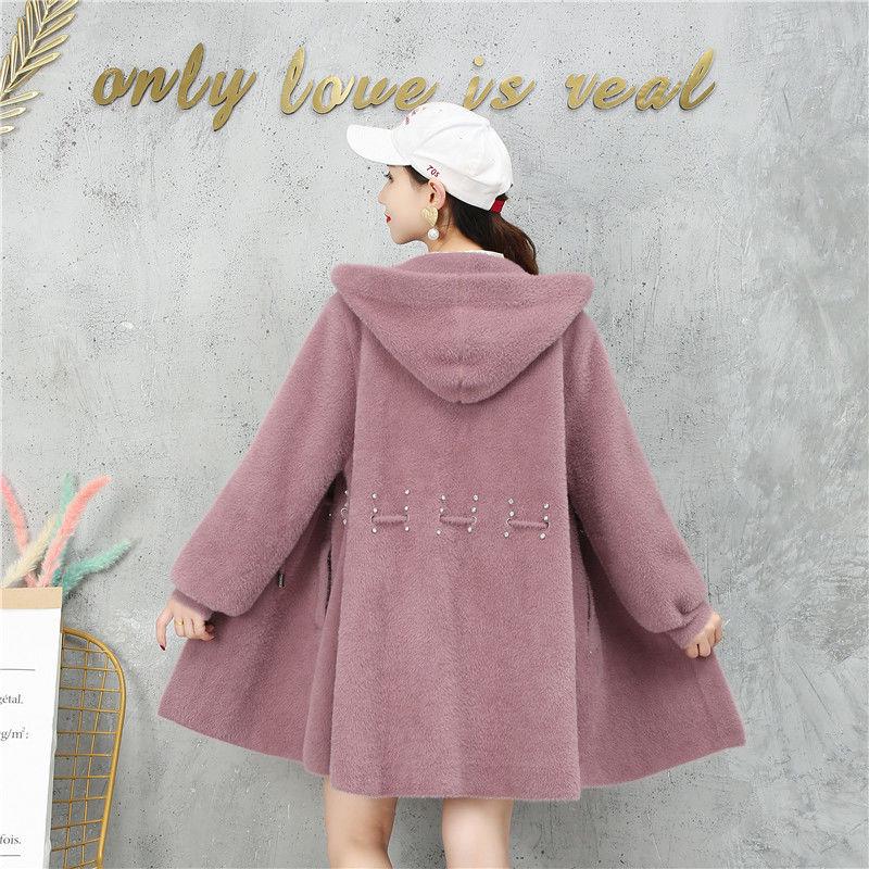 No Pilling Beaded Mid-length Sweater Autumn and Winter Korean Loose Cardigan Thick Long-sleeved Coat