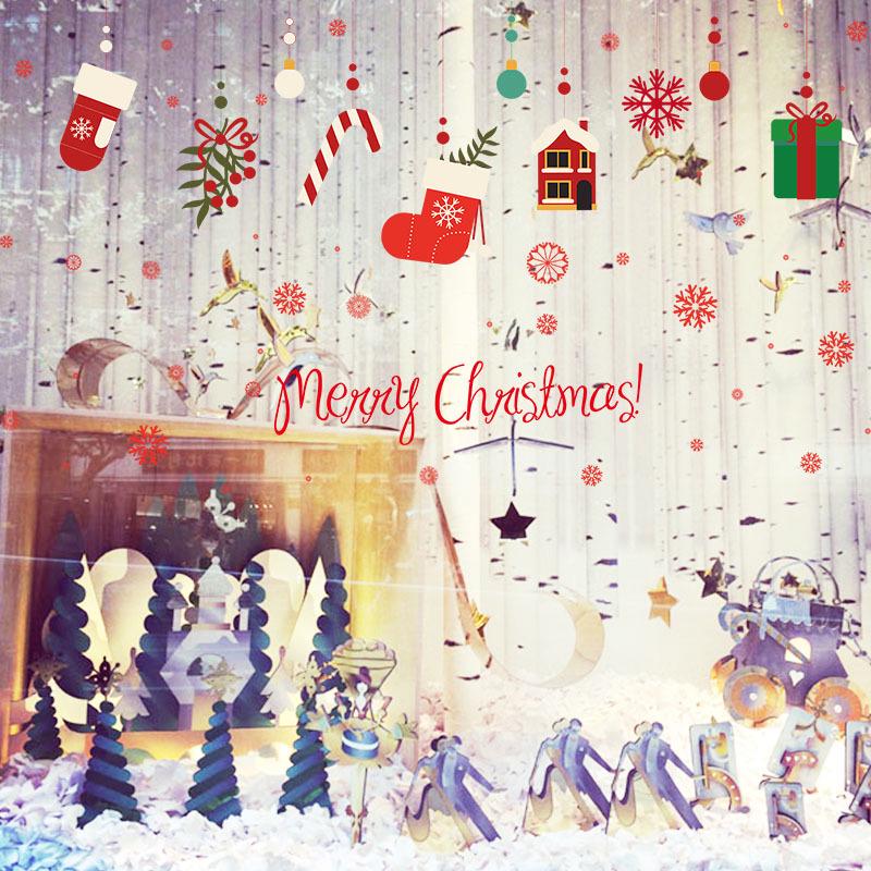 Christmas gift decoration stickers clothing shop window stickers glass wall stickers