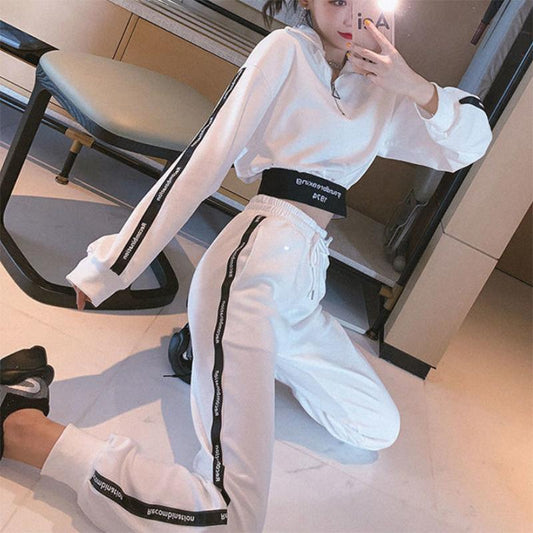 Sports Suits for Women In Spring and Autumn, Short, Tall and Short, Slim Sweater, Fashionable Trousers, Casual Two-piece Set for Women