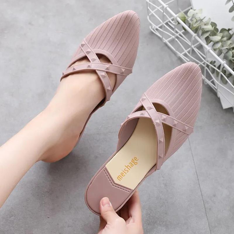 Summer Fashion Women's Semi-slippers, Wear All-match Slope with Cross Straps and Comfortable Lazy Single-shoe Sandals